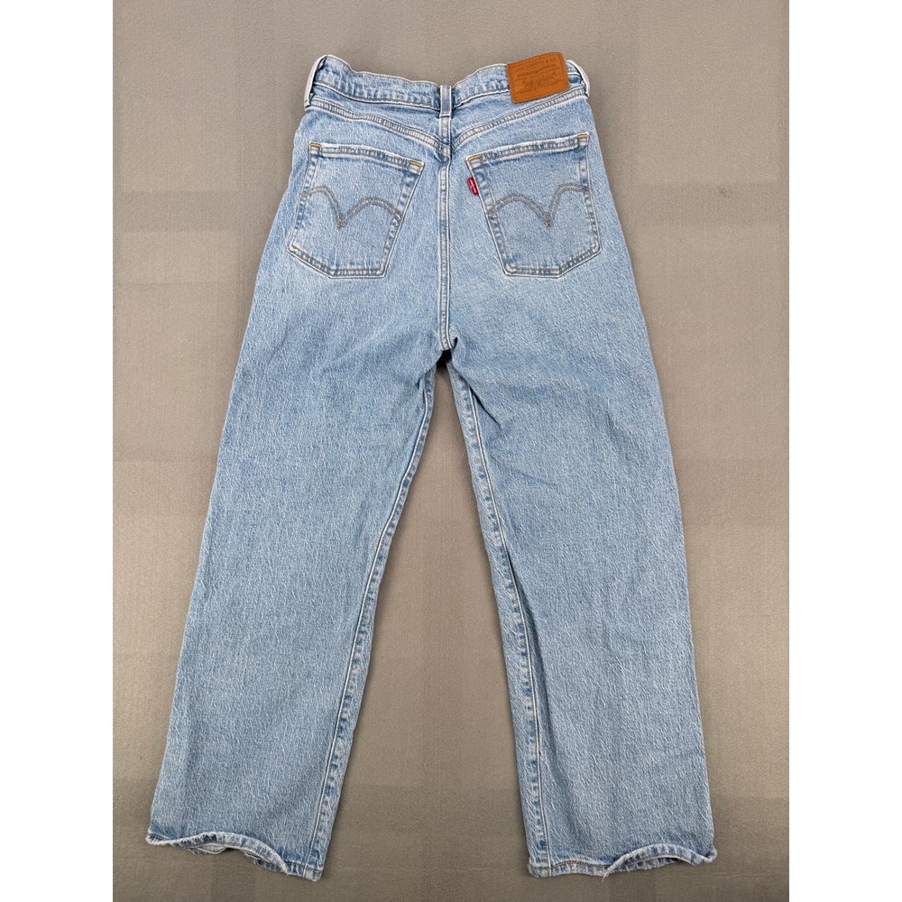 Levis Ribcage Straight Ankle Jeans 28 Cotton Distressed Light Wash Stretchy - Picture 5 of 16